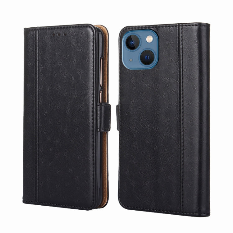 For iPhone 14 Plus Ostrich Texture Flip Leather Phone Case