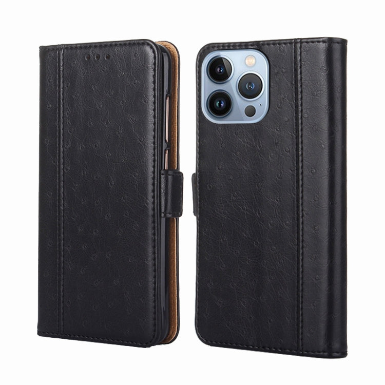 For iPhone 14 Pro Ostrich Texture Flip Leather Phone Case