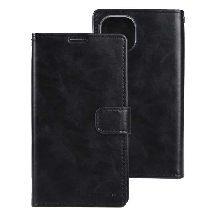 For iPhone 14 Plus GOOSPERY BLUE MOON Crazy Horse Texture Leather Case