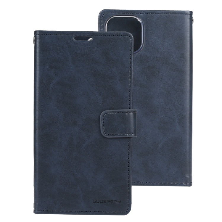 For iPhone 14 Plus GOOSPERY BLUE MOON Crazy Horse Texture Leather Case