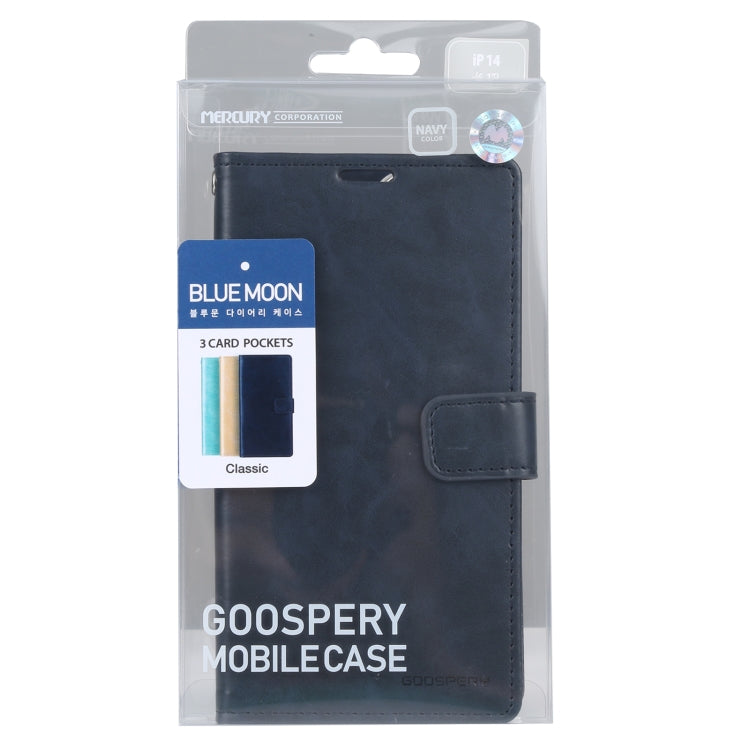 For iPhone 14 Plus GOOSPERY BLUE MOON Crazy Horse Texture Leather Case
