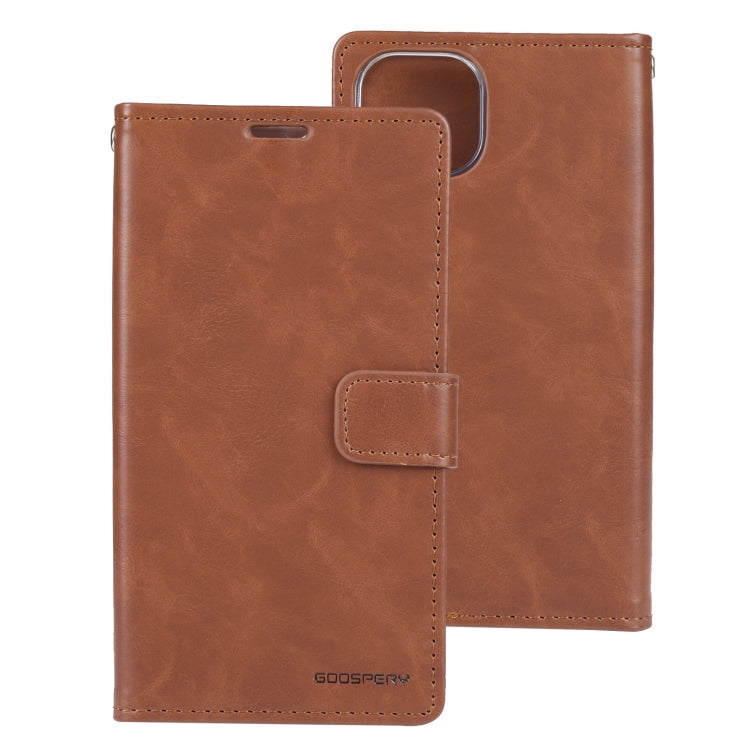 For iPhone 14 Plus GOOSPERY BLUE MOON Crazy Horse Texture Leather Case
