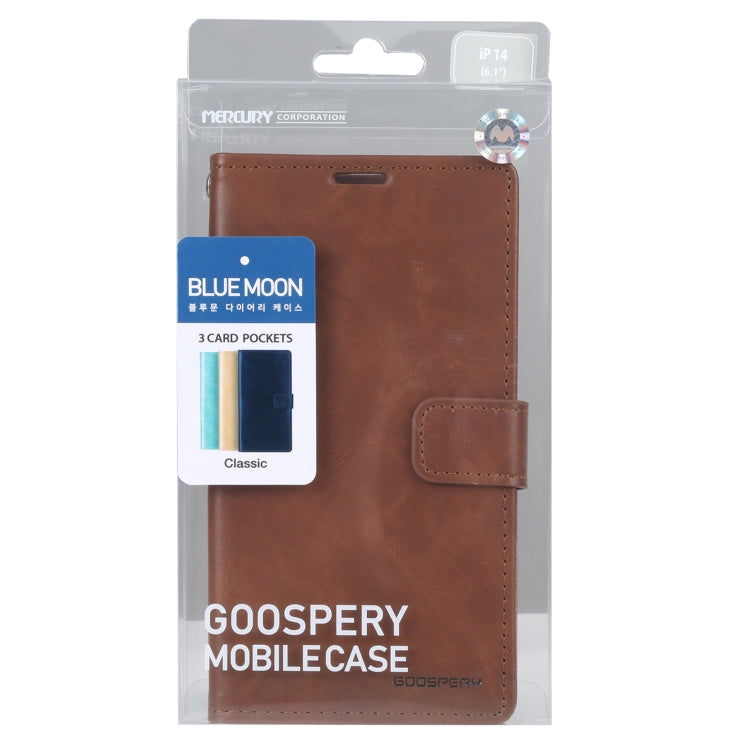 For iPhone 14 Plus GOOSPERY BLUE MOON Crazy Horse Texture Leather Case