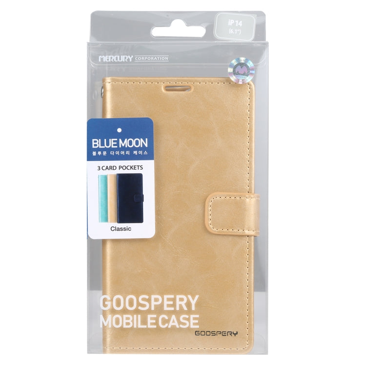 For iPhone 14 Pro Max GOOSPERY BLUE MOON Crazy Horse Texture Leather Case