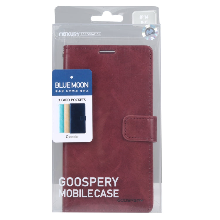 For iPhone 14 Pro Max GOOSPERY BLUE MOON Crazy Horse Texture Leather Case