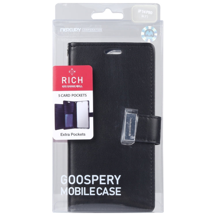 For iPhone 14 GOOSPERY RICH DIARY Crazy Horse Texture Leather Case