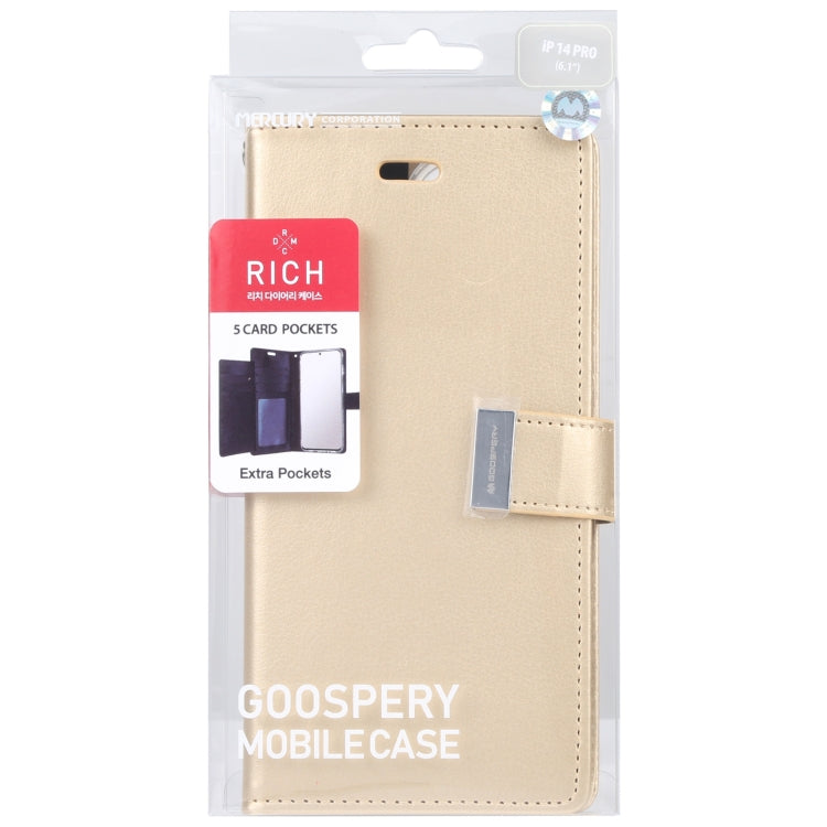 For iPhone 14 GOOSPERY RICH DIARY Crazy Horse Texture Leather Case