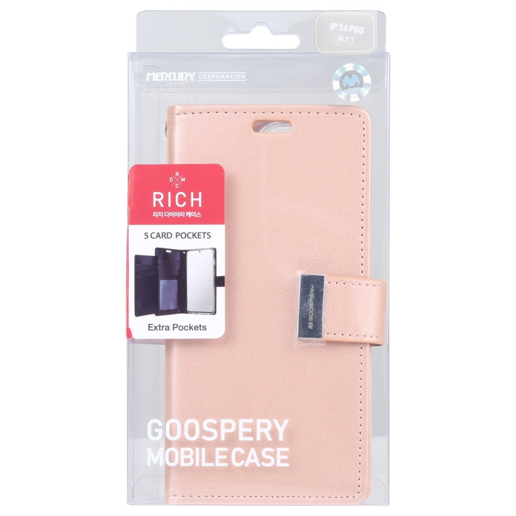 For iPhone 14 Plus GOOSPERY RICH DIARY Crazy Horse Texture Leather Case