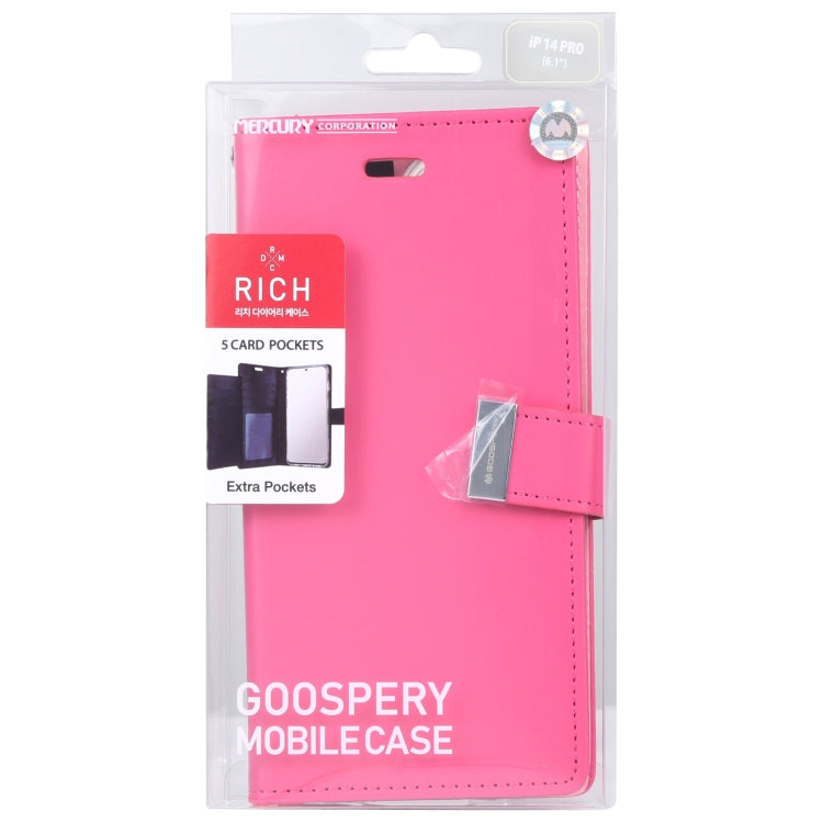 For iPhone 14 Plus GOOSPERY RICH DIARY Crazy Horse Texture Leather Case