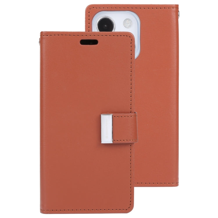 For iPhone 14 Plus GOOSPERY RICH DIARY Crazy Horse Texture Leather Case