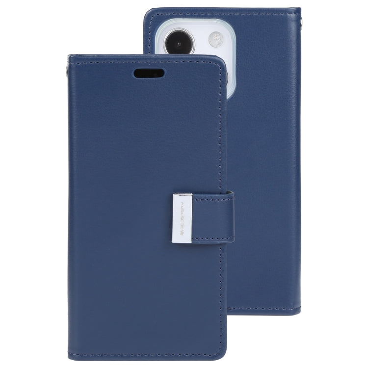 For iPhone 14 Plus GOOSPERY RICH DIARY Crazy Horse Texture Leather Case