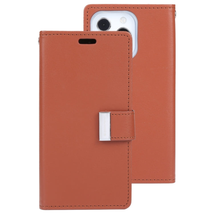 For iPhone 14 Pro Max GOOSPERY RICH DIARY Crazy Horse Texture Leather Case
