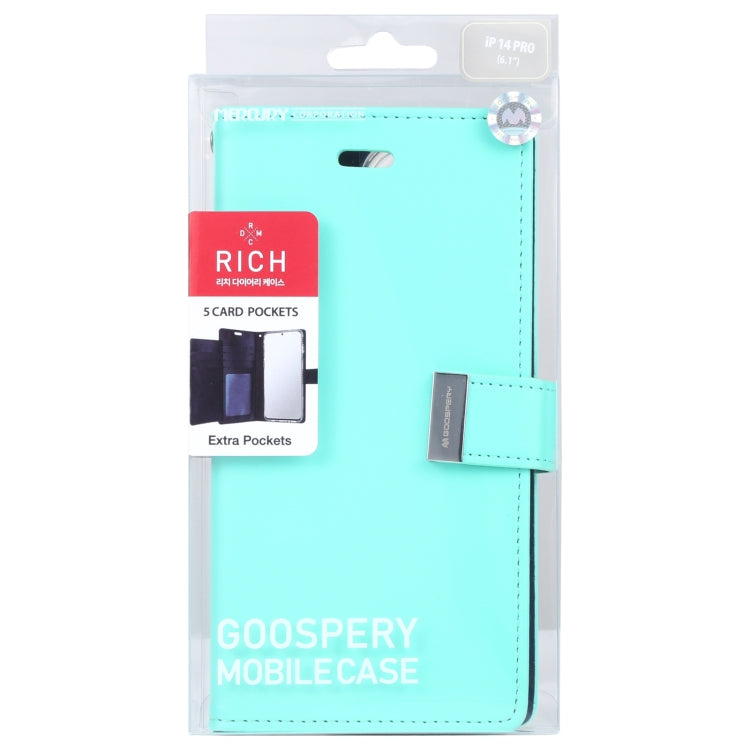 For iPhone 14 Pro Max GOOSPERY RICH DIARY Crazy Horse Texture Leather Case