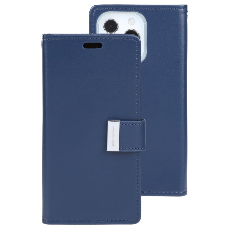 For iPhone 14 Pro Max GOOSPERY RICH DIARY Crazy Horse Texture Leather Case