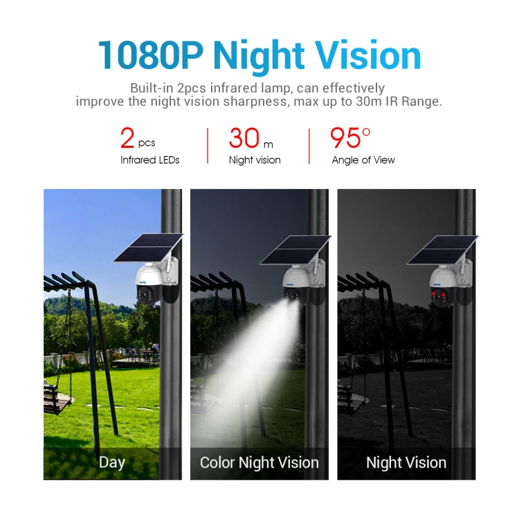 ESCAM QF624 3MP HD IP66 Waterproof WiFi Solar Panel PT IP Camera without Battery