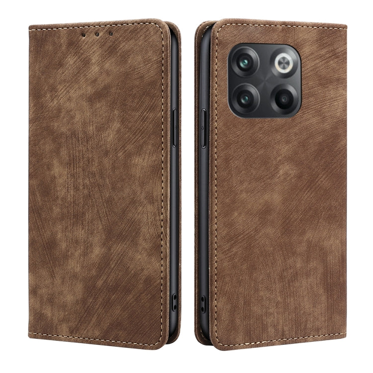 For OnePlus 10T RFID Anti-theft Brush Magnetic Leather Phone Case