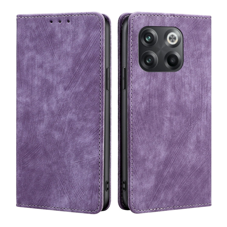 For OnePlus 10T RFID Anti-theft Brush Magnetic Leather Phone Case
