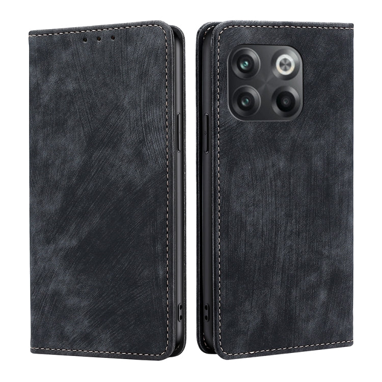 For OnePlus 10T RFID Anti-theft Brush Magnetic Leather Phone Case