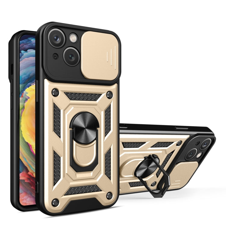 For iPhone 14 Lanyard Slide Camshield Ring Phone Case
