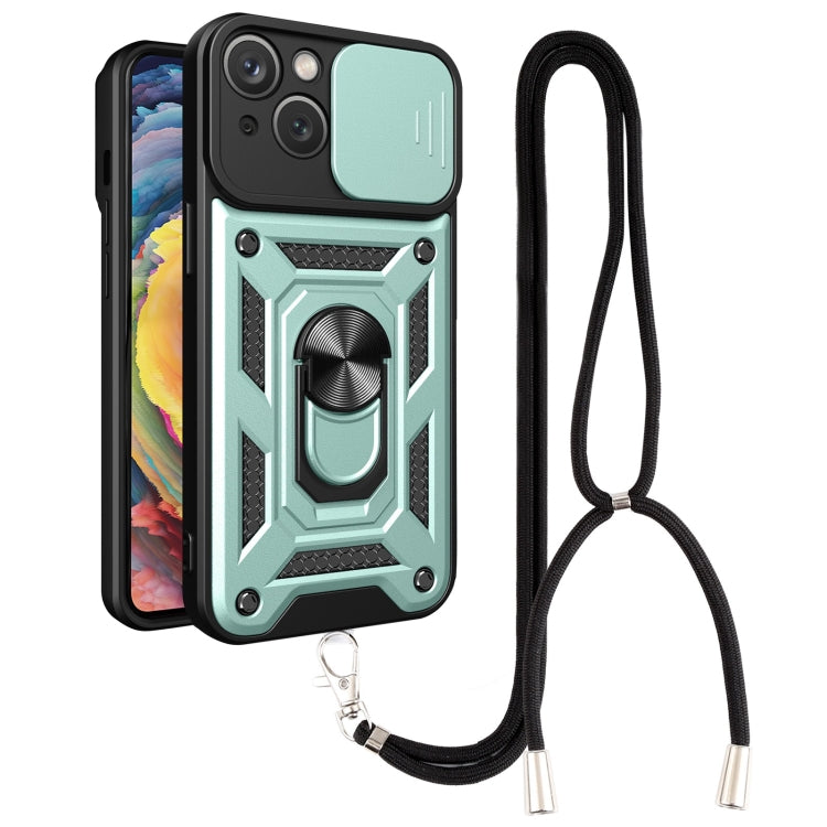 For iPhone 14 Lanyard Slide Camshield Ring Phone Case