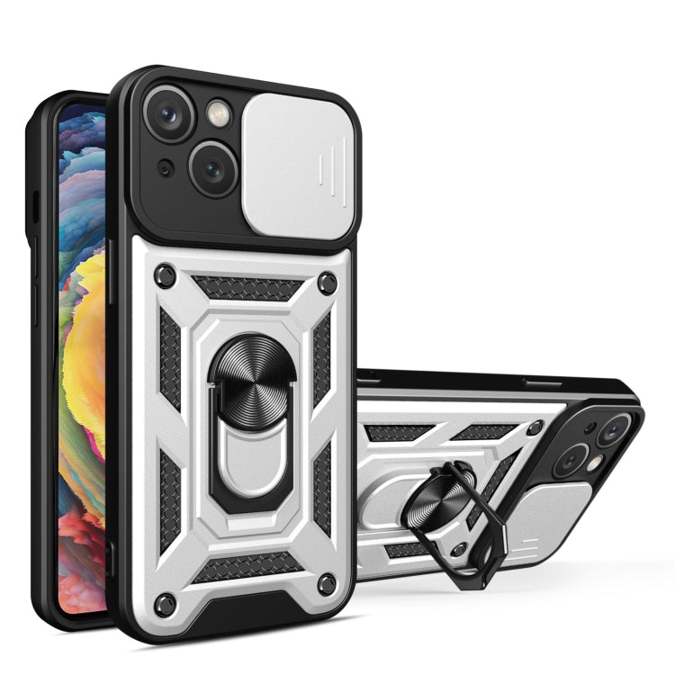 For iPhone 14 Lanyard Slide Camshield Ring Phone Case
