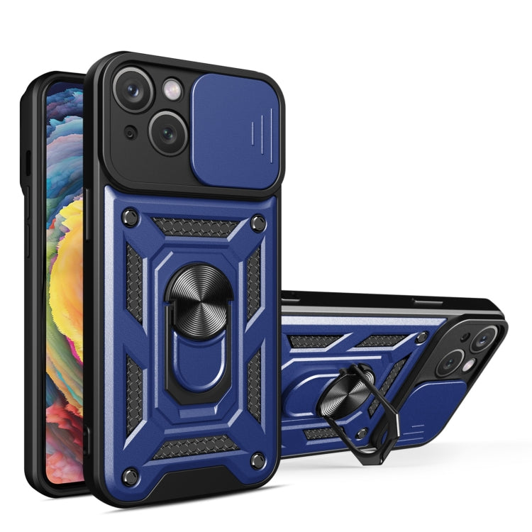 For iPhone 14 Plus Lanyard Slide Camshield Ring Phone Case