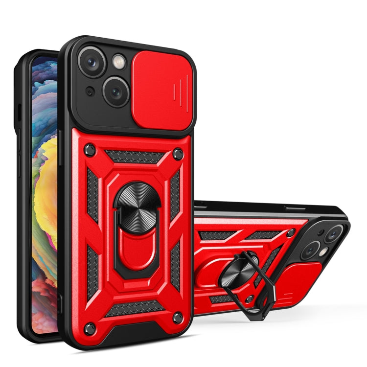 For iPhone 14 Plus Lanyard Slide Camshield Ring Phone Case