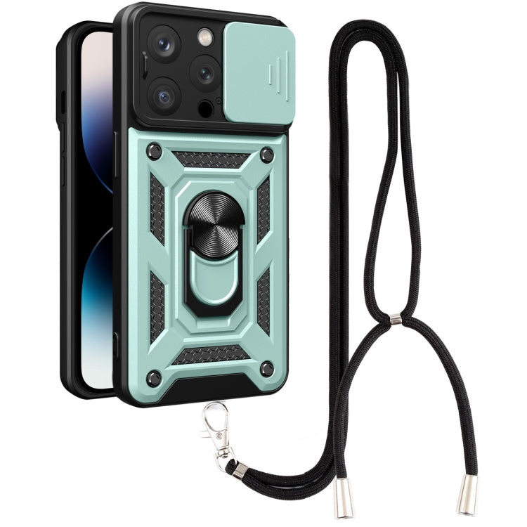 For iPhone 14 Pro Lanyard Slide Camshield Ring Phone Case