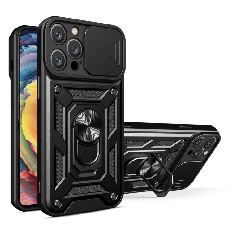 For iPhone 14 Pro Max Lanyard Slide Camshield Ring Phone Case