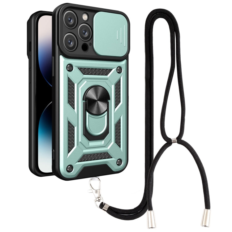 For iPhone 14 Pro Max Lanyard Slide Camshield Ring Phone Case