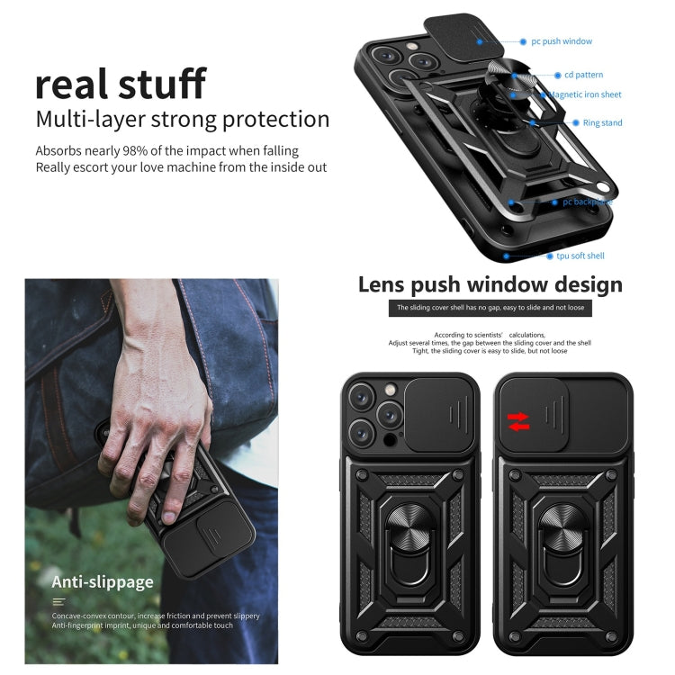 For iPhone 14 Pro Max Lanyard Slide Camshield Ring Phone Case