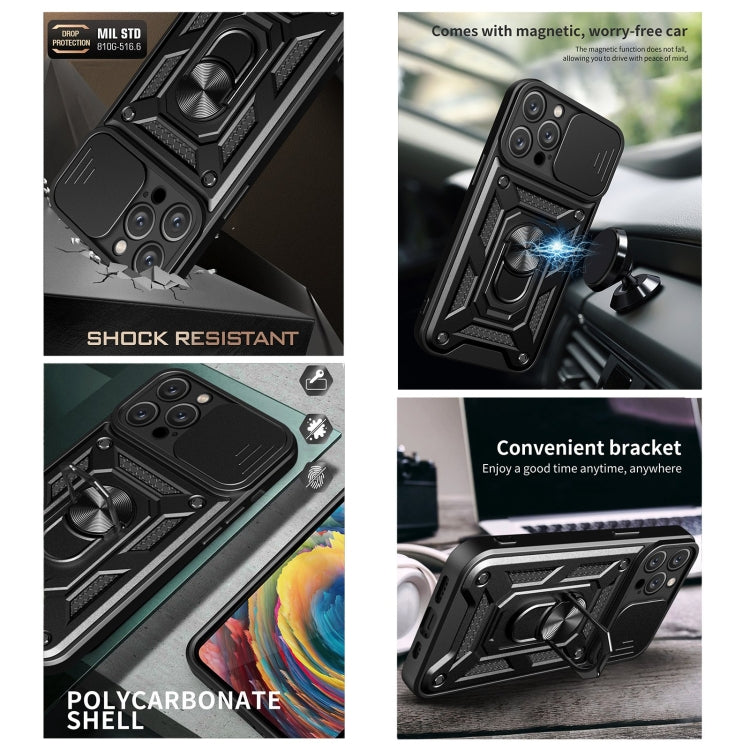 For iPhone 14 Pro Max Lanyard Slide Camshield Ring Phone Case