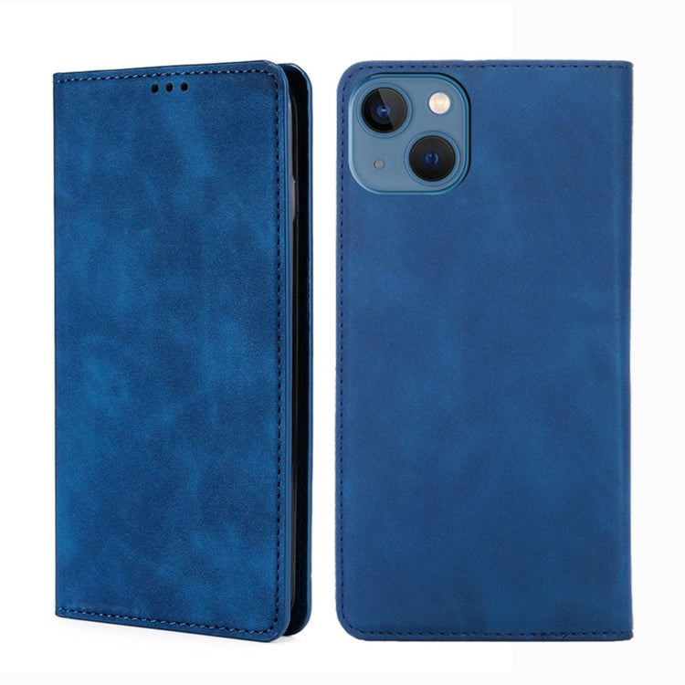 For iPhone 14 Skin Feel Magnetic Leather Phone Case