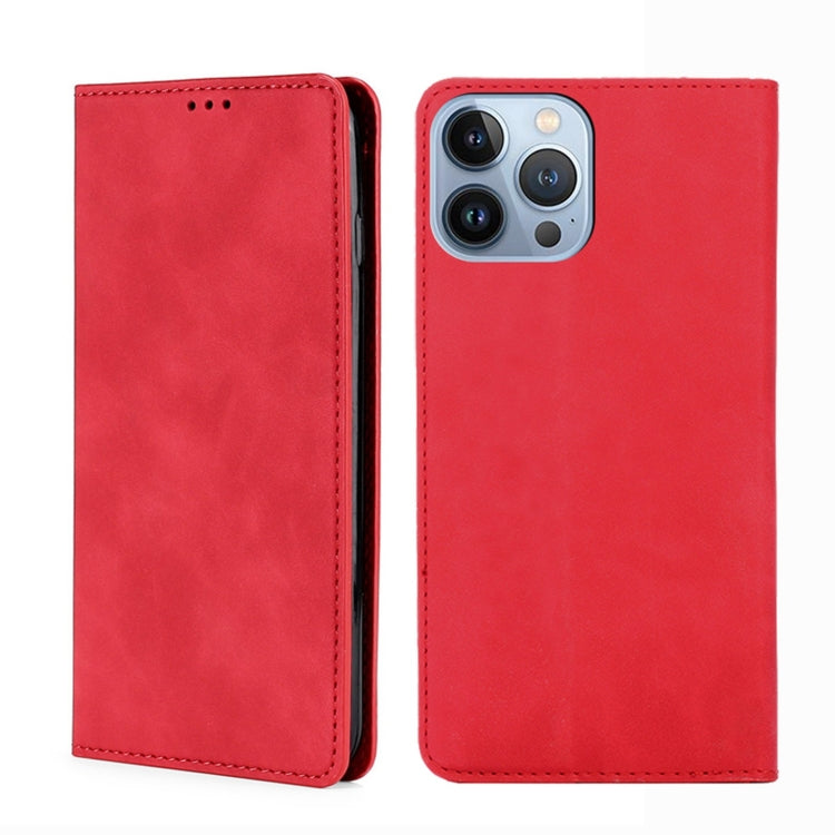 For iPhone 14 Pro Skin Feel Magnetic Leather Phone Case