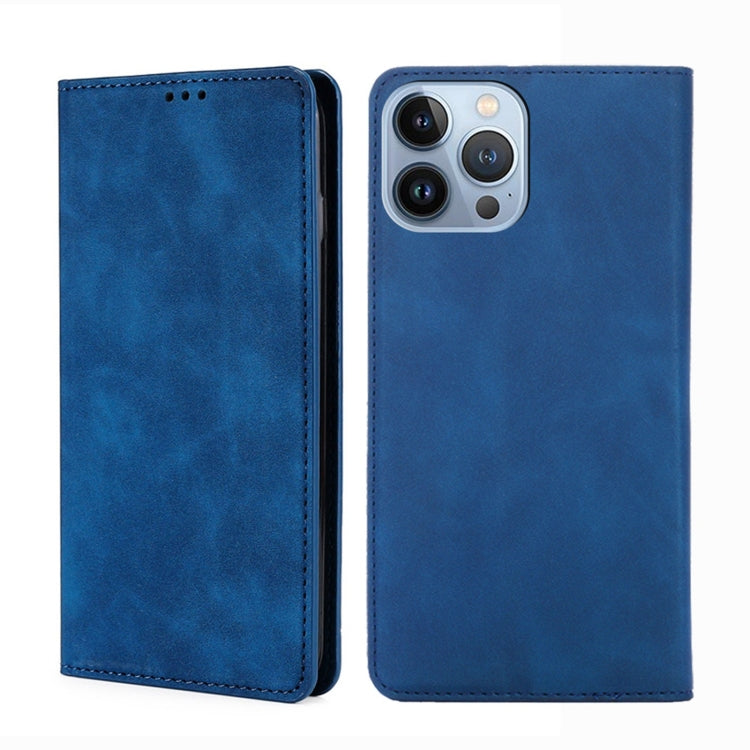 For iPhone 14 Pro Max Skin Feel Magnetic Leather Phone Case