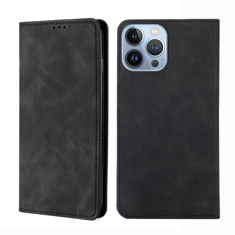 For iPhone 14 Pro Max Skin Feel Magnetic Leather Phone Case