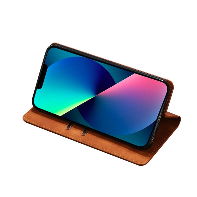 For iPhone 14 Pro Max Skin Feel Magnetic Leather Phone Case