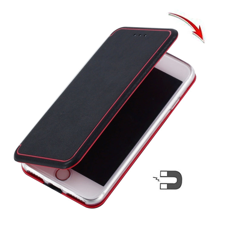 For iPhone SE 2022 / SE 2020 Ultra-thin Magnetic Fitted Leather Flip Case with Holder & Card Slot