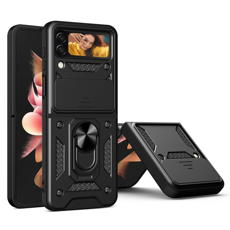 For Samsung Galaxy Z Flip4 Lanyard Slide Camshield Ring Phone Case