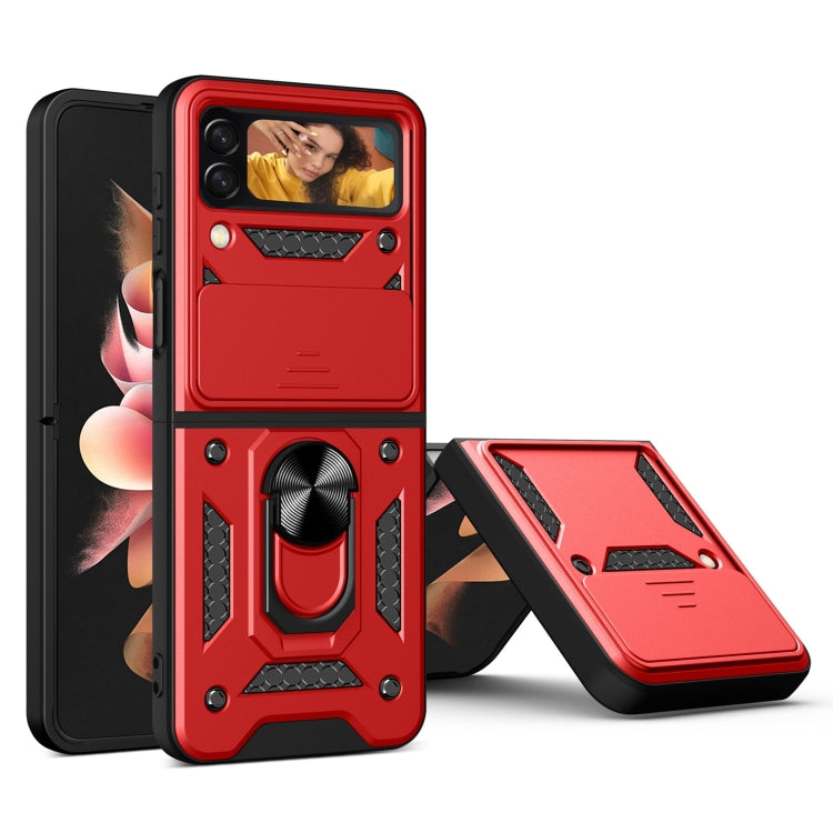 For Samsung Galaxy Z Flip4 Lanyard Slide Camshield Ring Phone Case