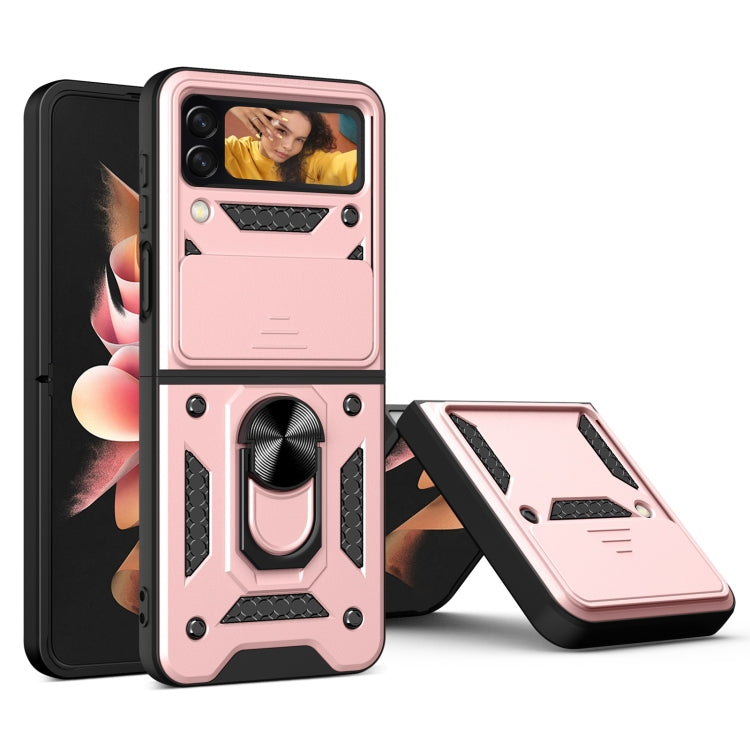For Samsung Galaxy Z Flip4 Lanyard Slide Camshield Ring Phone Case