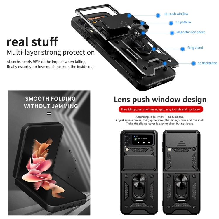 For Samsung Galaxy Z Flip4 Lanyard Slide Camshield Ring Phone Case