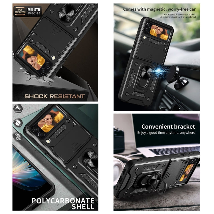 For Samsung Galaxy Z Flip4 Lanyard Slide Camshield Ring Phone Case