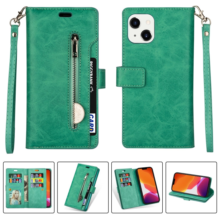 For iPhone 14 Multifunctional Zipper Horizontal Flip Leather Case