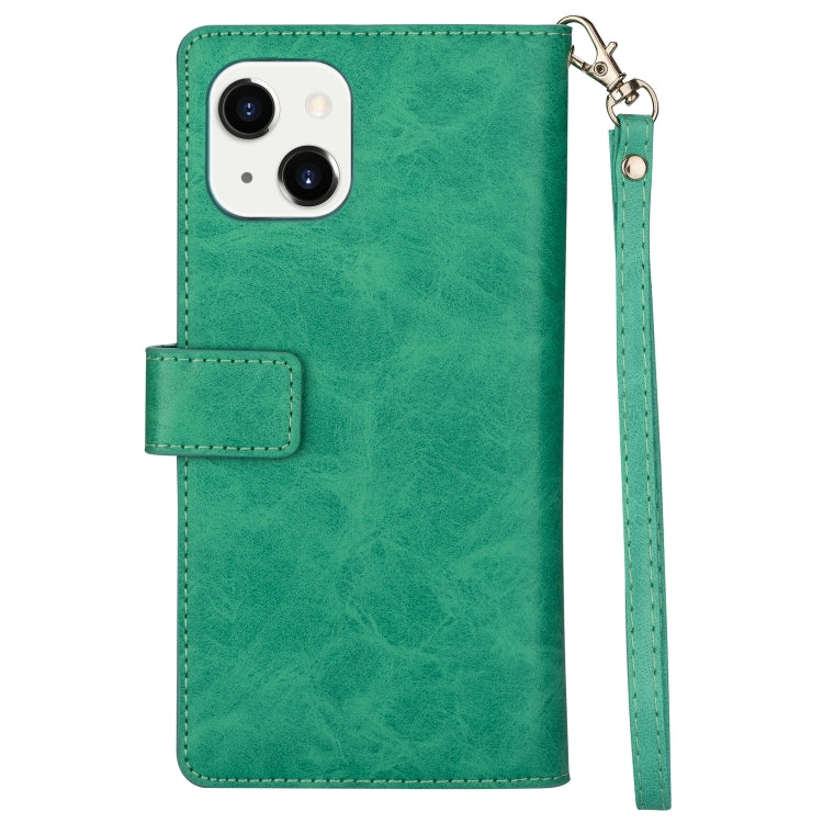 For iPhone 14 Multifunctional Zipper Horizontal Flip Leather Case