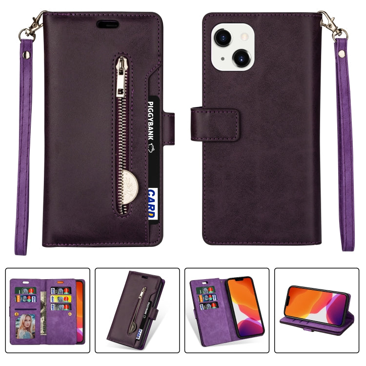 For iPhone 14 Multifunctional Zipper Horizontal Flip Leather Case