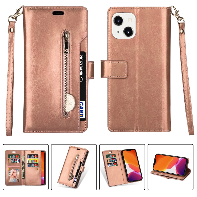 For iPhone 14 Multifunctional Zipper Horizontal Flip Leather Case
