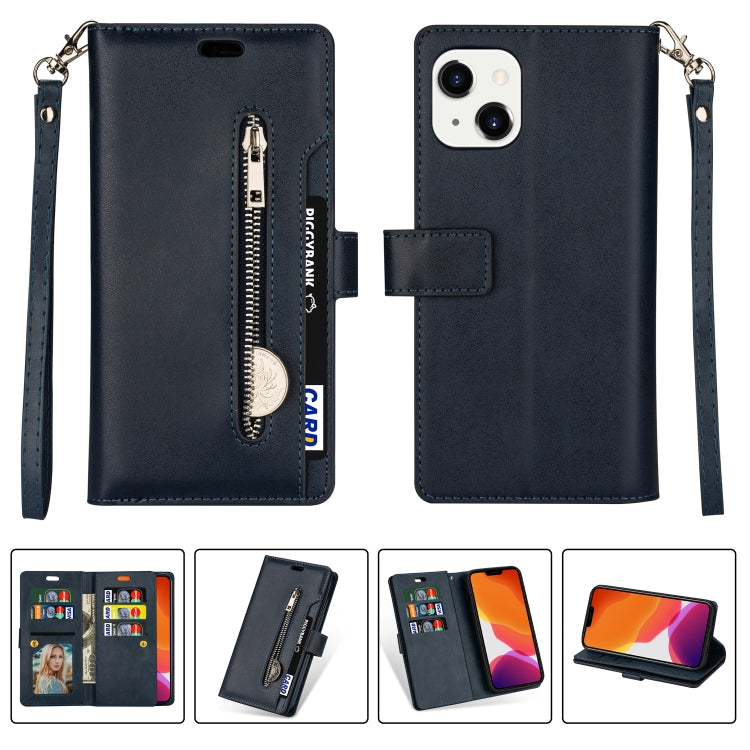 For iPhone 14 Multifunctional Zipper Horizontal Flip Leather Case