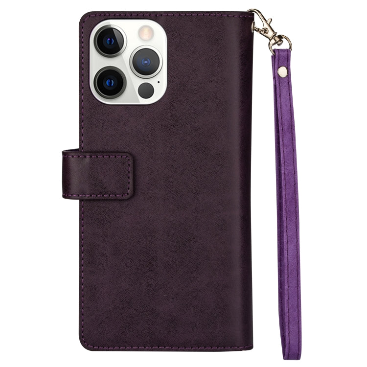 For iPhone 14 Pro Multifunctional Zipper Horizontal Flip Leather Case