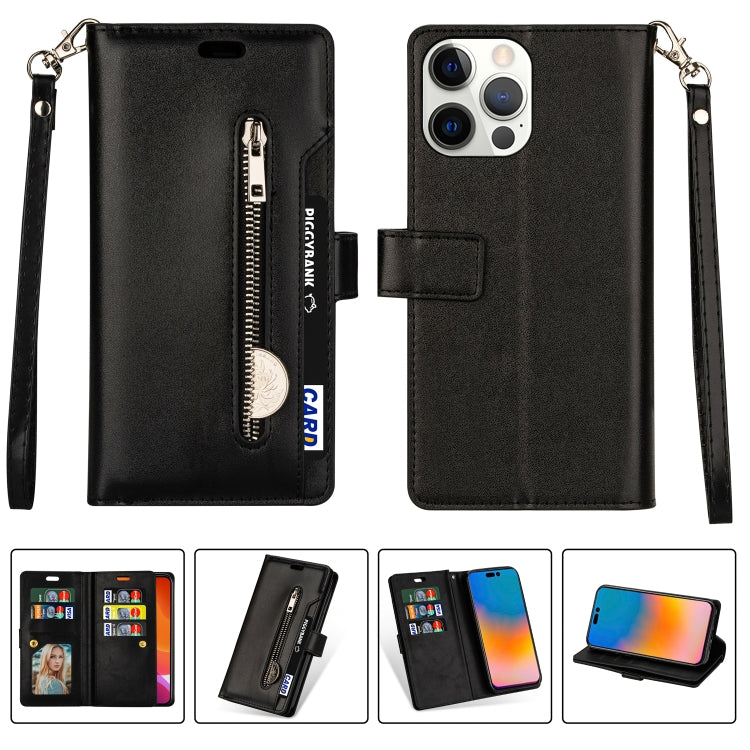 For iPhone 14 Pro Multifunctional Zipper Horizontal Flip Leather Case
